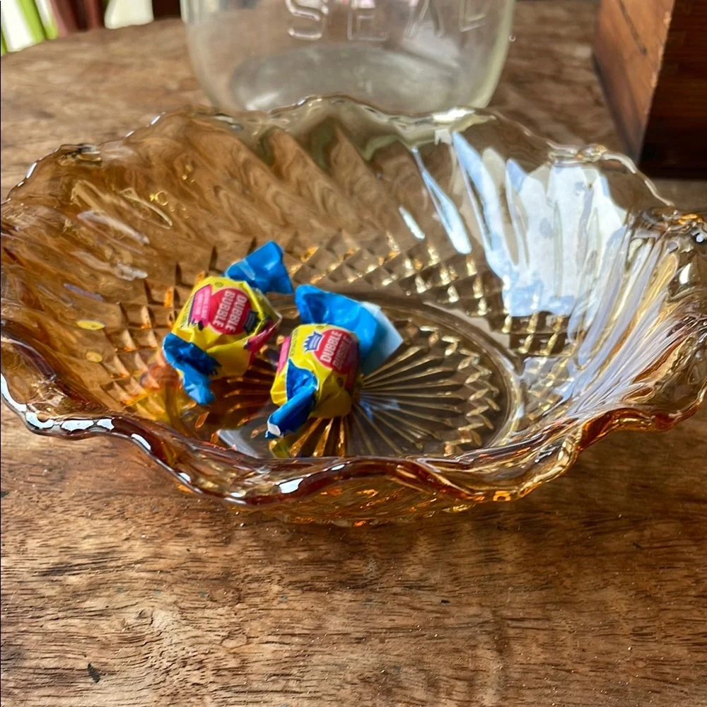 Amber Glass Decorative Bowl